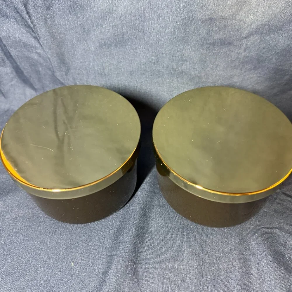 Z Gallerie Canisters Storage Duo Set Of 2 Black Ceramic Gold Lid Food Safe